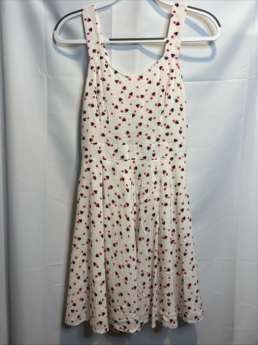 Disney White Dress with Red & Black Minnie Floral Print